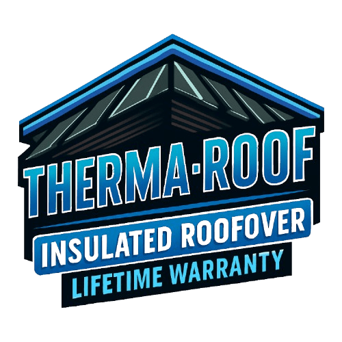 Logo for Therma-Roof insulated roofers with lifetime warranty.
