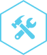 Hexagonal icon with crossed wrench and screwdriver.
